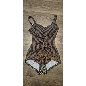 Vintage Maxine Of Hollywood Shirred Front Women's One Piece Swimsuit Sz 10